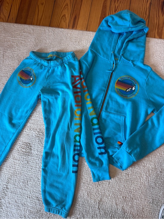 Aviator Nation Pants - Aviator Nation women’s small Turquoise set pants and sweatshirt